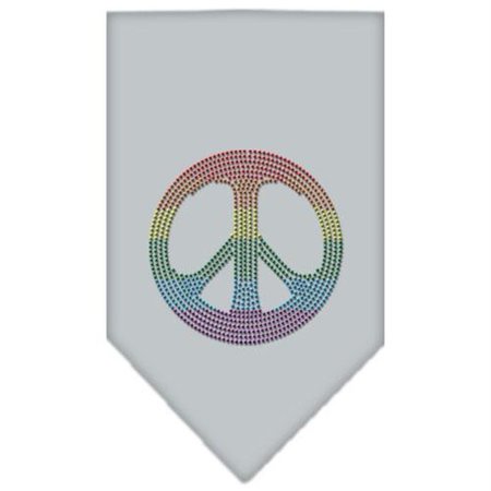 UNCONDITIONAL LOVE Rainbow Peace Sign Rhinestone Bandana Grey Large UN849284